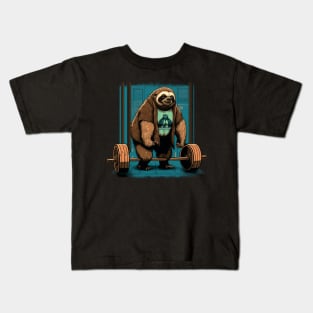 Powerlifting Sloth Kids T-Shirt